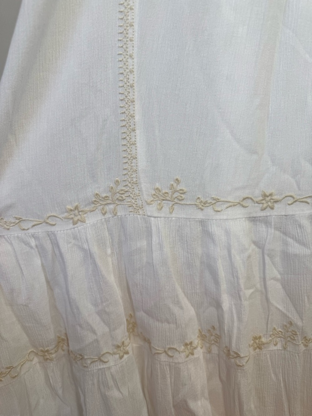 J. Jill Cream Embroidered Button-Front Cotton Maxi dress - Picture 4 of 7